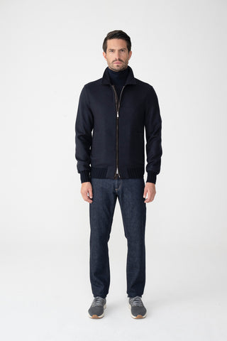 Bomber in cashmere con dettagli in suede