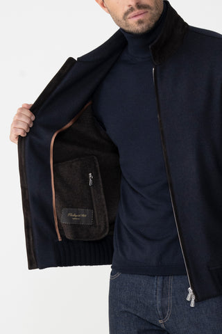 Bomber in cashmere con dettagli in suede