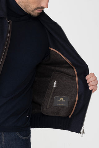 Bomber in cashmere con dettagli in suede