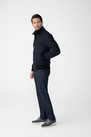 Bomber in cashmere con dettagli in suede
