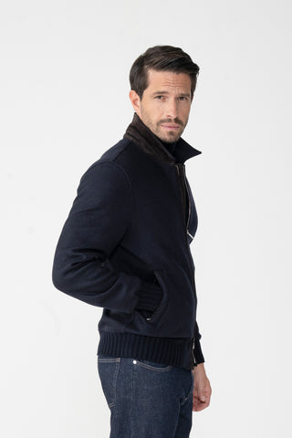 Bomber in cashmere con dettagli in suede