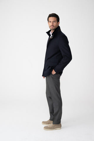 Field Jacket in Cashmere con Collo in Pelliccia