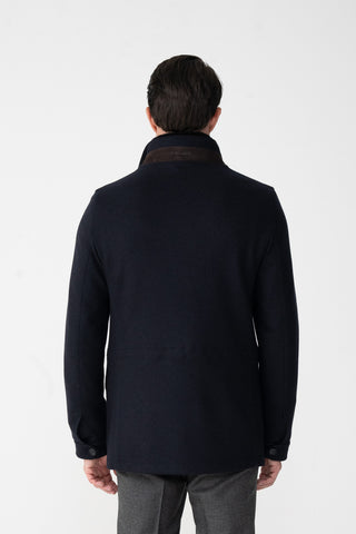 Field Jacket in Cashmere con Collo in Pelliccia