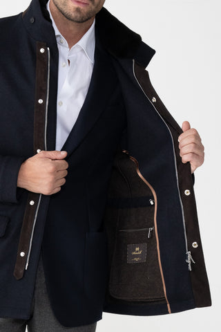 Field Jacket in Cashmere con Collo in Pelliccia