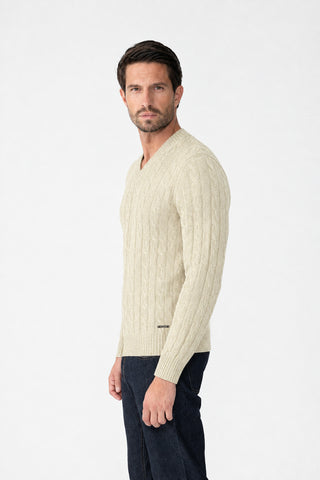 Maglia scollo a V in lana e cashmere