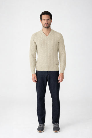 Maglia scollo a V in lana e cashmere