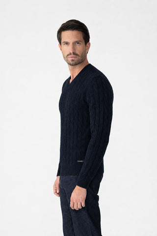 Maglia scollo a V in lana e cashmere