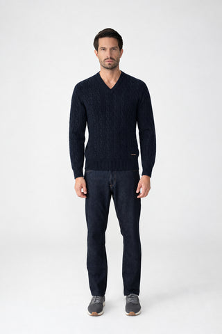 Maglia scollo a V in lana e cashmere