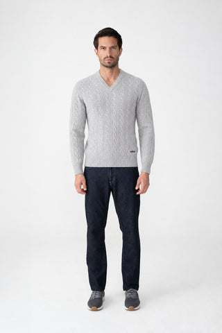 Maglia scollo a V in lana e cashmere