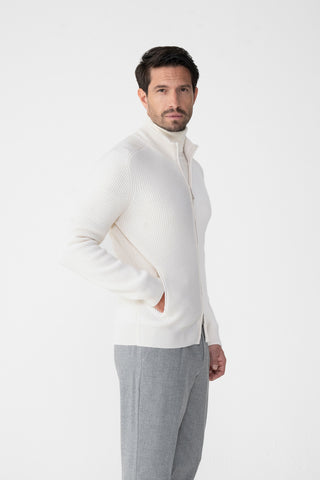 Cardigan in cashmere a coste