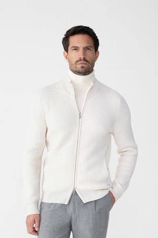 Cardigan in cashmere a coste