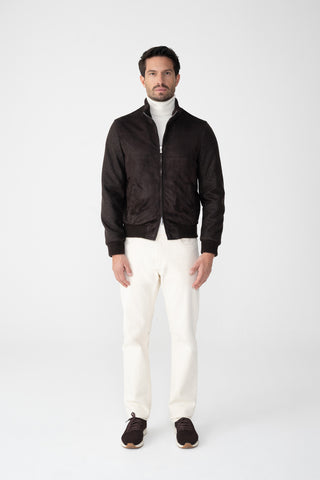 Bomber in suede e cashmere