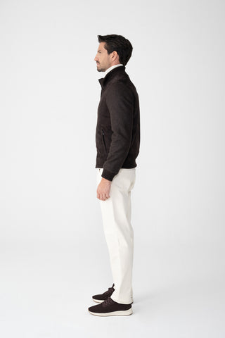 Bomber in suede e cashmere