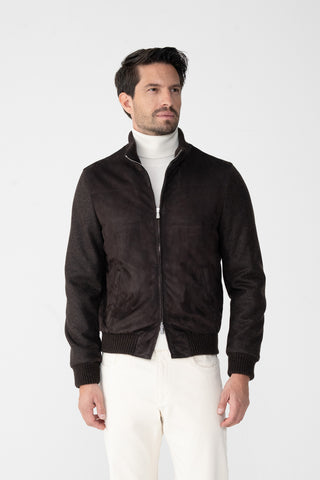 Bomber in suede e cashmere