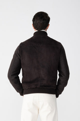 Bomber in suede e cashmere