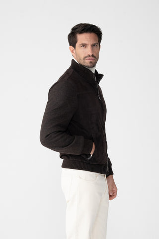 Bomber in suede e cashmere