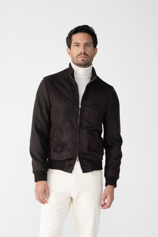 Bomber in suede e cashmere