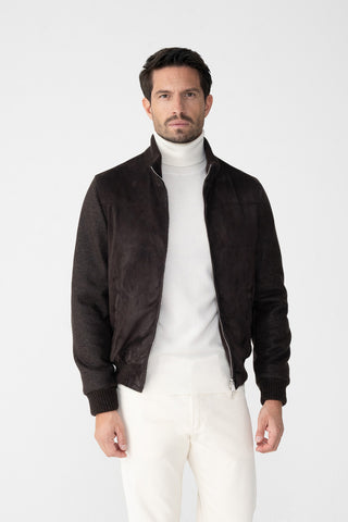 Bomber in suede e cashmere
