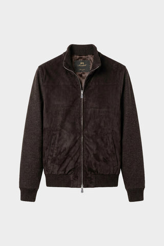 Bomber in suede e cashmere