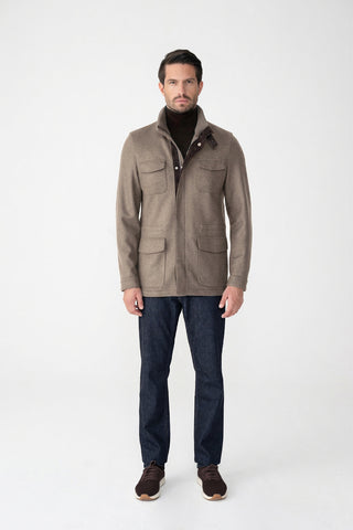 Travel jacket in double jersey di puro cashmere