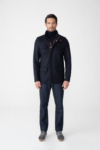 Travel jacket in pure cashmere double jersey