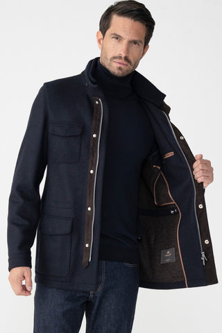 Travel jacket in pure cashmere double jersey