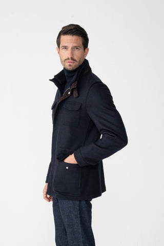 Travel jacket in pure cashmere double jersey