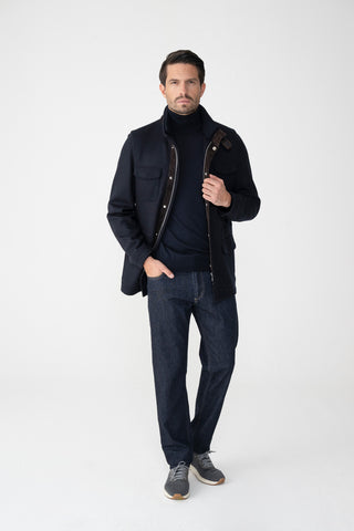 Travel jacket in pure cashmere double jersey