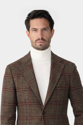 Single-breasted checked cashmere jacket