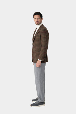 Single-breasted checked cashmere jacket
