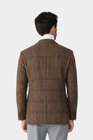 Single-breasted checked cashmere jacket