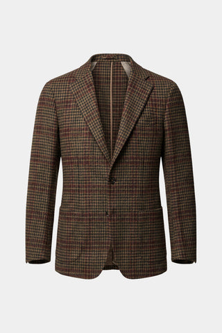 Single-breasted checked cashmere jacket