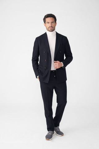 Double-breasted virgin wool and cashmere jacket